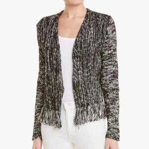 NWT NIC + ZOE Fringe Knit Jacket Blazer Toggle Closure White Black Women's Large